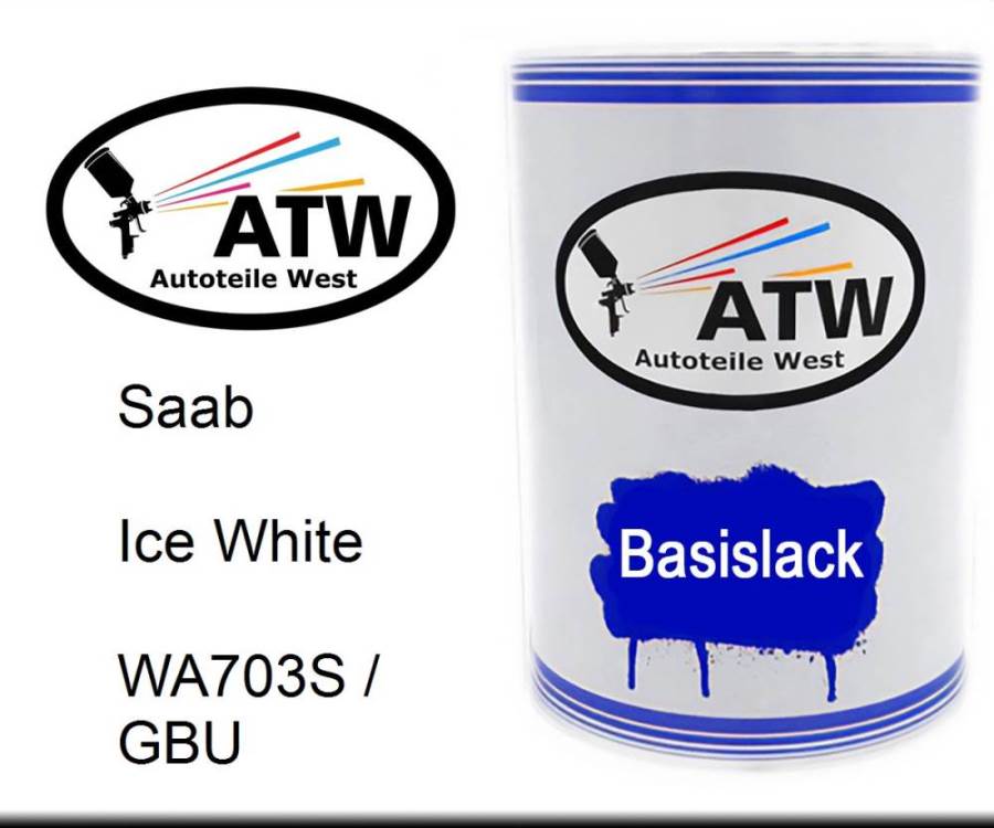 Saab, Ice White, WA703S / GBU: 500ml Lackdose, von ATW Autoteile West.